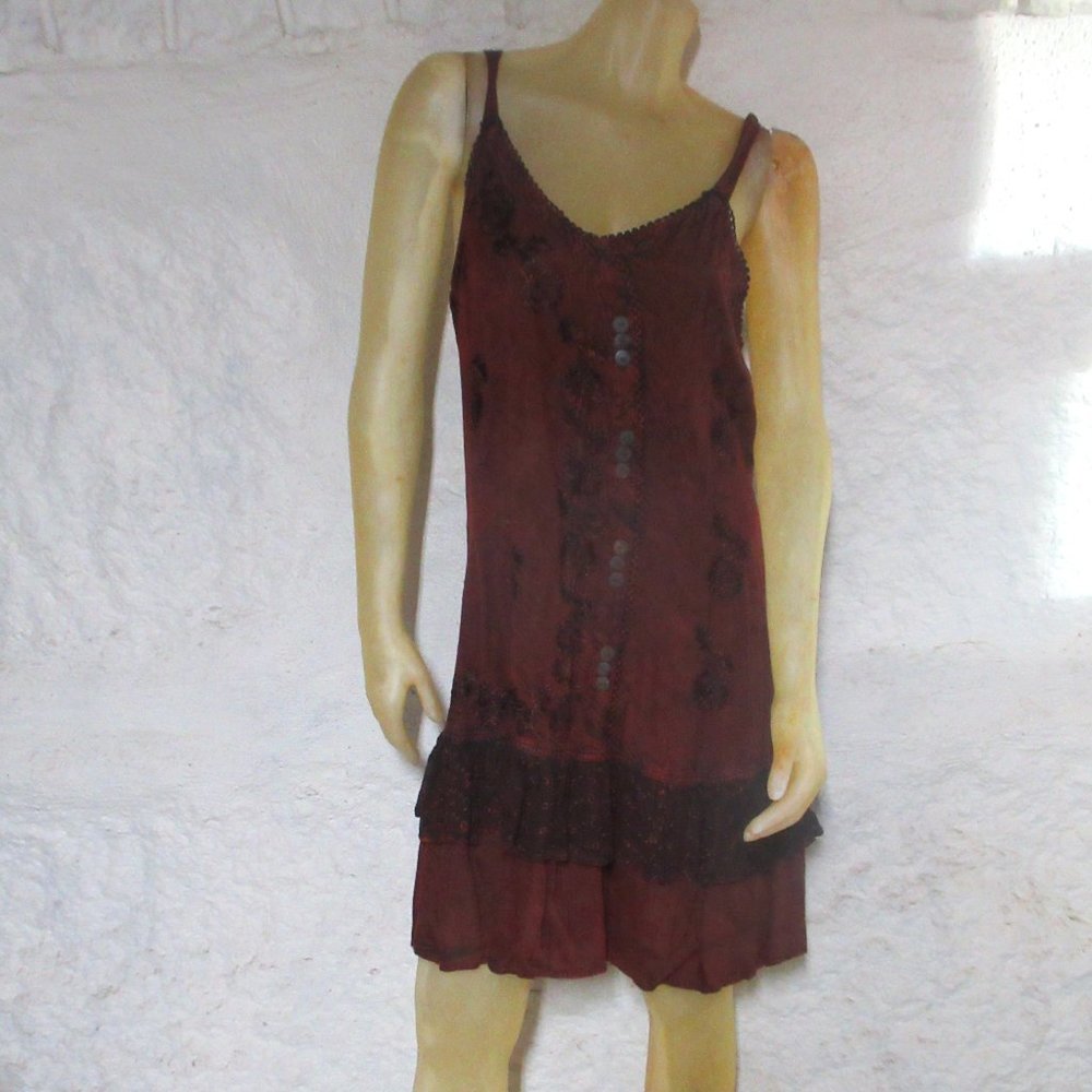 Maroon Mini Dress Bathing Suit Cover Sz L